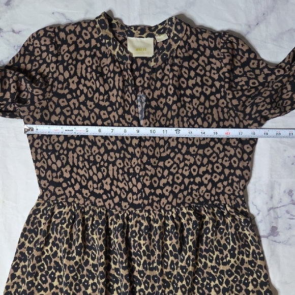 Maeve By Anthropologie Juno V-Neck Dress 3/4 Sleeve Leopard Cheetah Print - Picture 5 of 7
